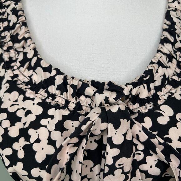 Marc Jacobs silk short sleeve floral print black cream/pink blouse  size 4 - Picture 2 of 10